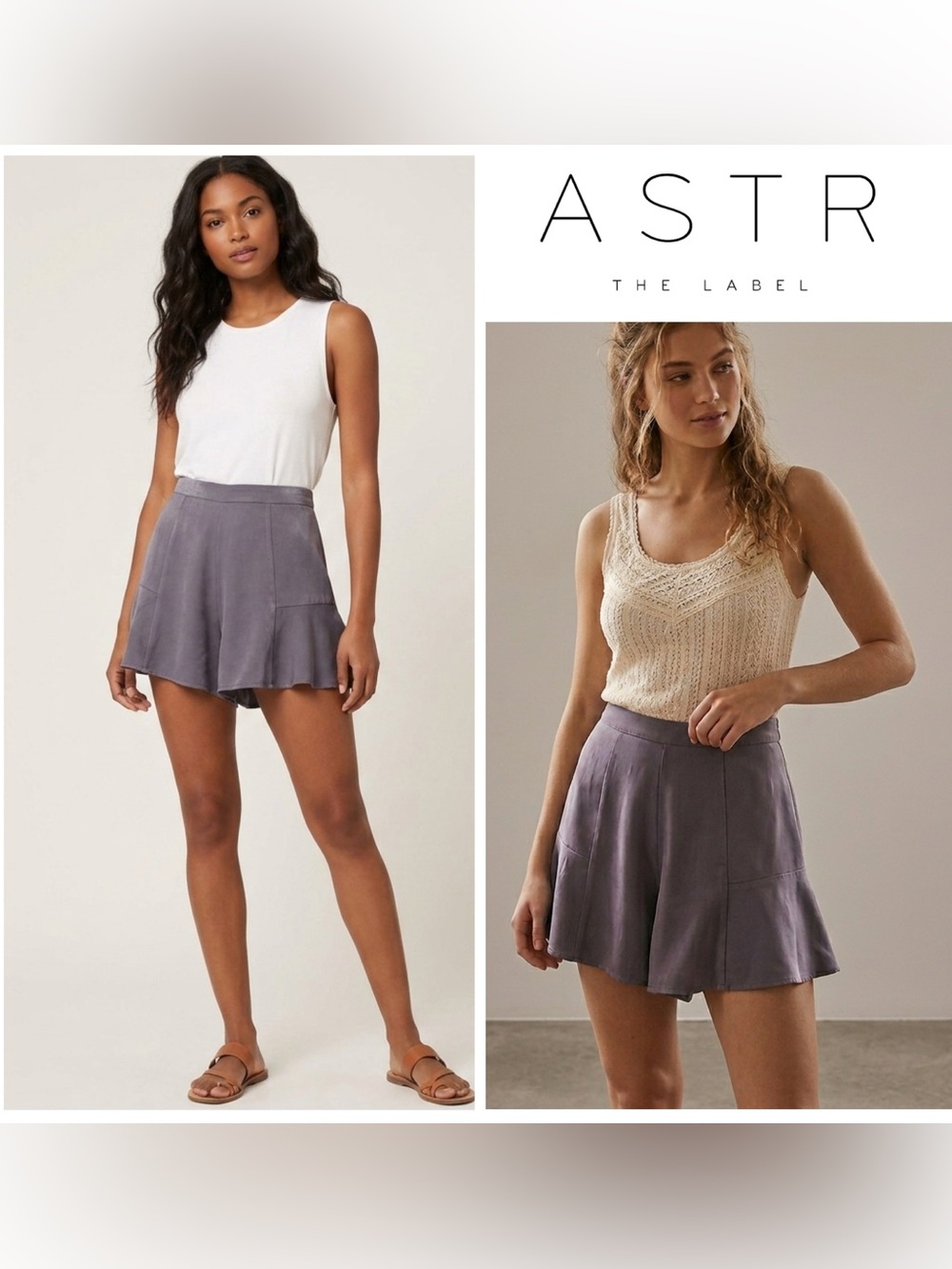 NWT ASTR Highwaisted Flounce Shorts Slate